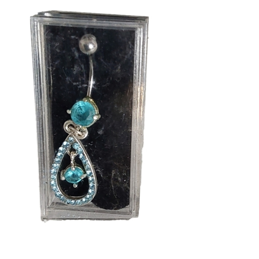 TEARDROP AQUA DIAMOND BELLY RING